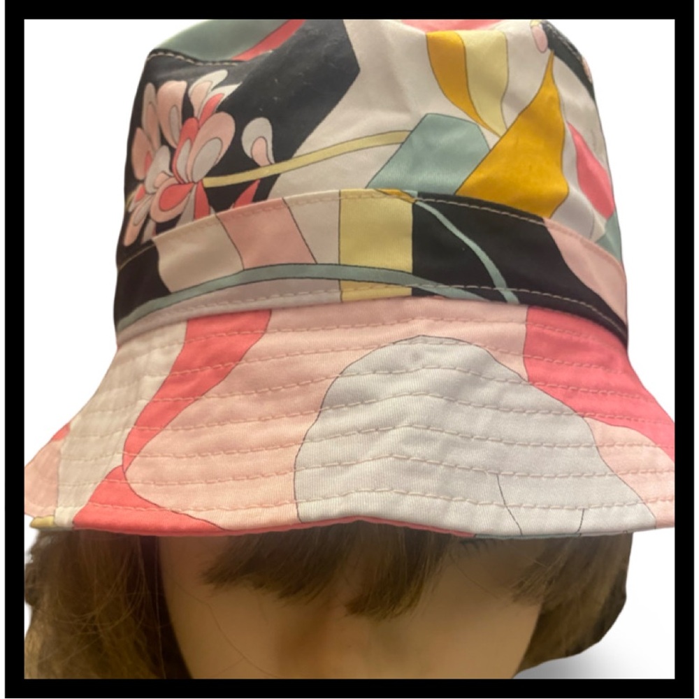 Nwot Pucci Stylish Pink Multi-Color Printed Bucket Hat - Women - Picture 2 of 8